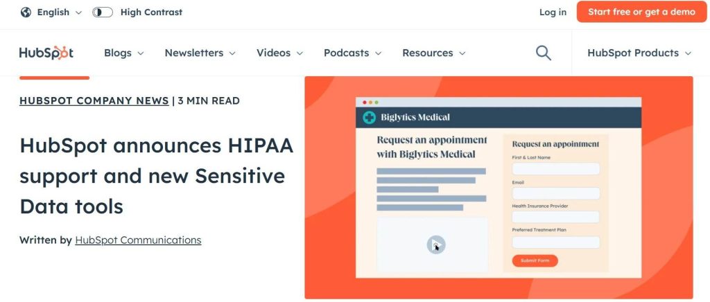 HubSpot HIPAA Compliance Lead generation partner for home health care